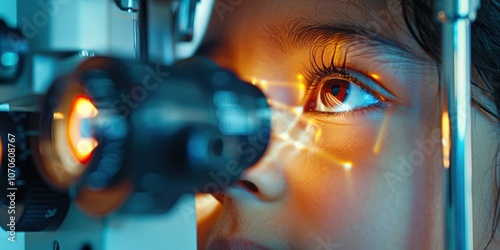 Child undergoing vision examination with an optometrist, focusing on eye sight testing, corrective lenses, and professional assessment
