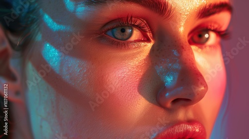 Portrait of a woman in a studio showcasing skincare cream, highlighting glow and shine for cosmetic promotion and facial wellness