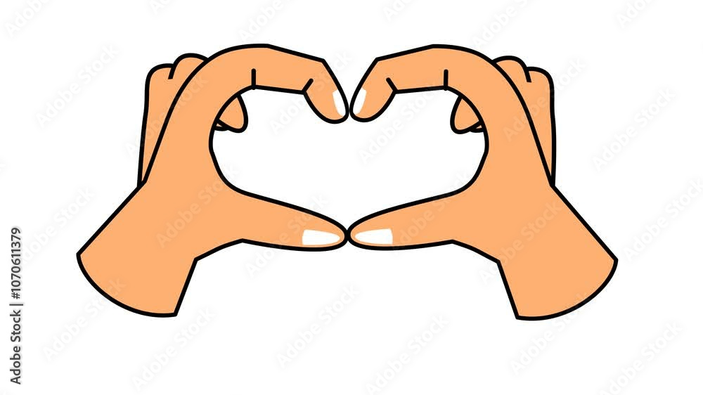 Two hands forming a heart shape. Cartoon icon animation. Love and friendship. Alpha channel. Seamless looping. Two hands forming a heart shape. Cartoon icon animation. Love and friendship. Alpha channel. Seamless looping.