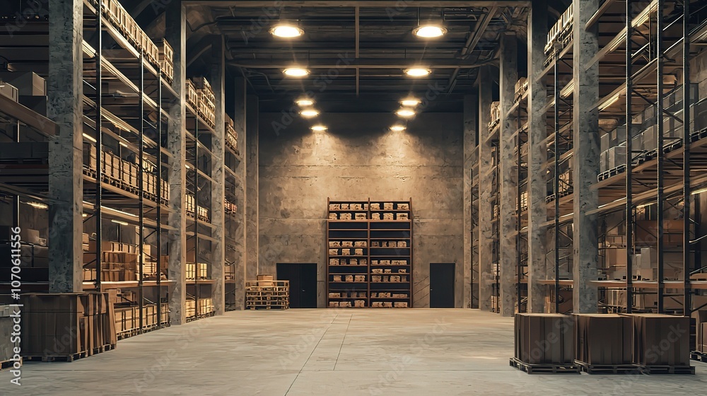 Modern Warehouse Interior with Storage Racks