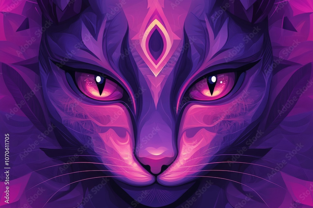 Fototapeta premium Mystic Feline Gaze: A Digital Artwork