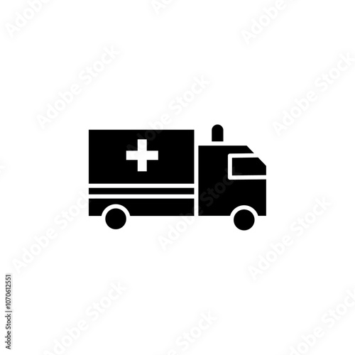 Ambulance icon black and white vector sign