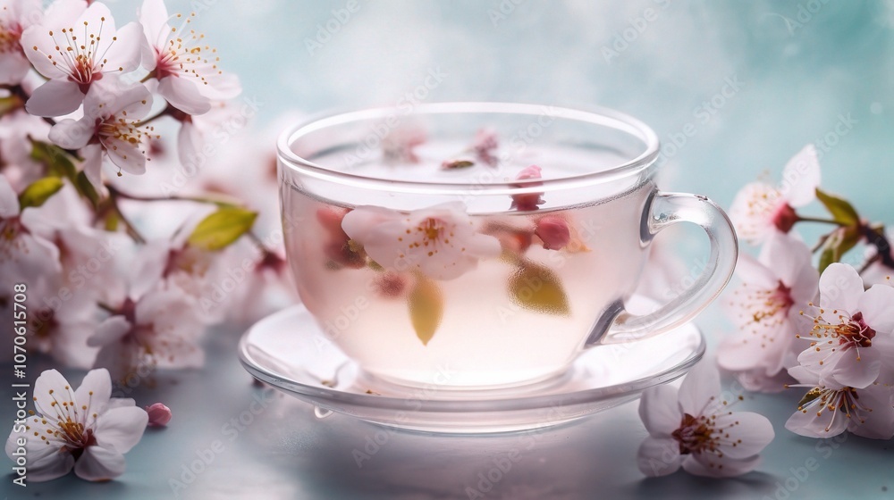 Delicate Cherry Blossom Tea in Elegant Cup Delicate Cherry Blossom Tea in Elegant Cup