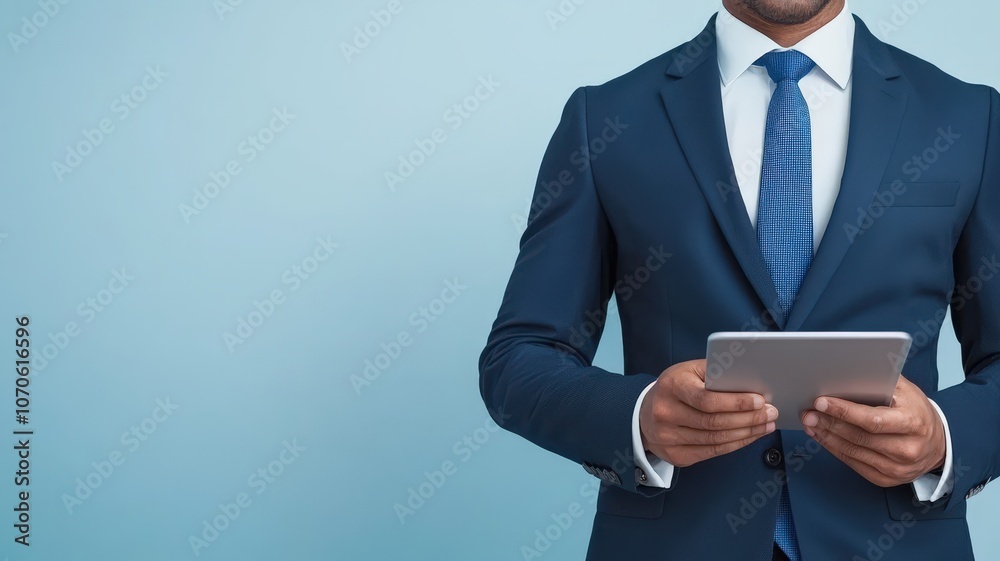 Businessperson Analyzing Digital Interest Rates Data Businessperson Analyzing Digital Interest Rates Data