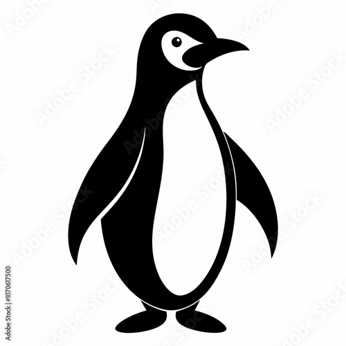 silhouette of a penguin, set, icon, vector illustration on a white background