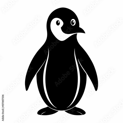 silhouette of a penguin, set, icon, vector illustration on a white background