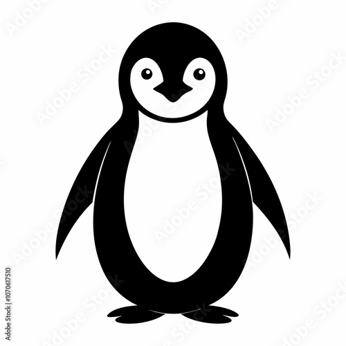 silhouette of a penguin, set, icon, vector illustration on a white background