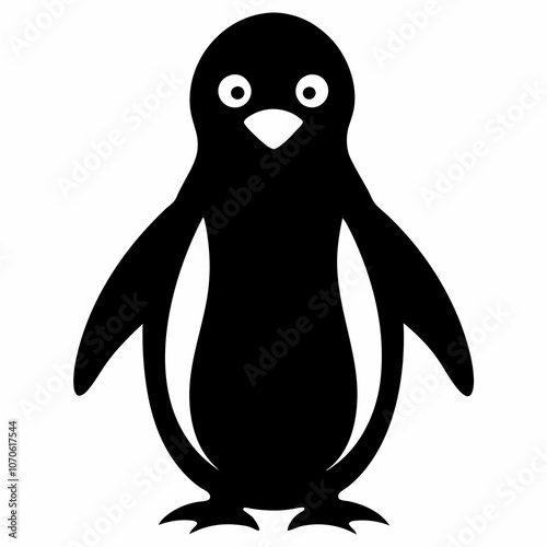 silhouette of a penguin, set, icon, vector illustration on a white background