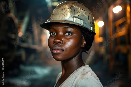 Stylish portrait of a female construction worker highlighting the theme of womens empowerment photo