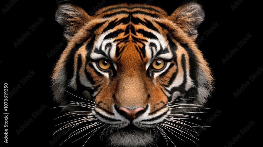 Fototapeta premium Majestic Tiger Face Close Up Powerful Wildlife Portrait