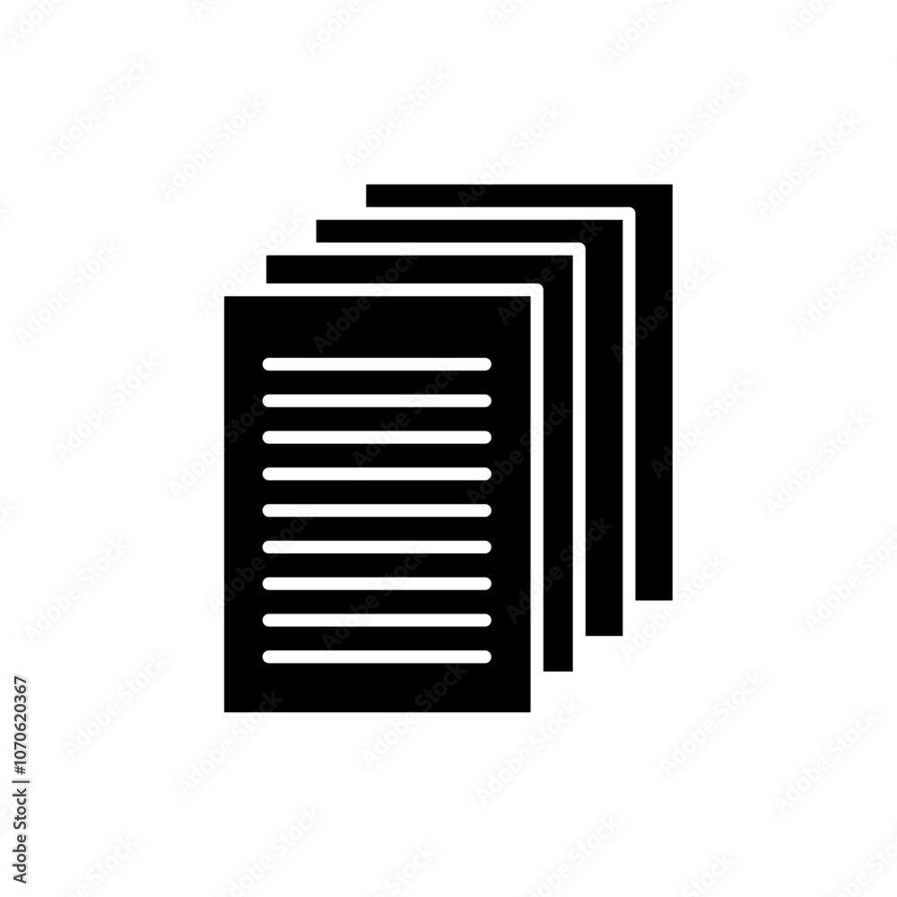 Documents icon black and white vector sign Documents icon black and white vector sign