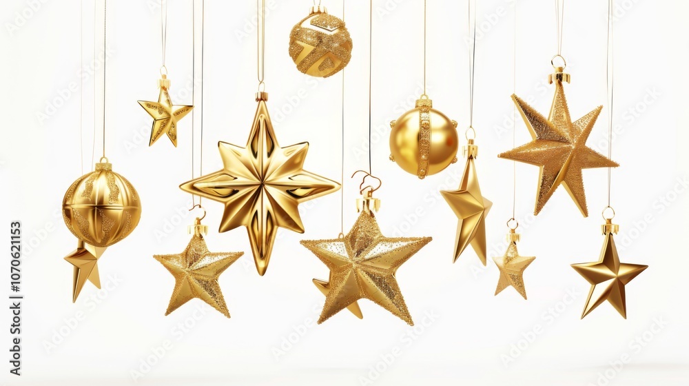 Fototapeta premium Christmas decorations illuminate with gold glittering accents, creating an abstract glow light texture. The shimmering ornaments and festive lights capture the essence of the holiday season, blending 