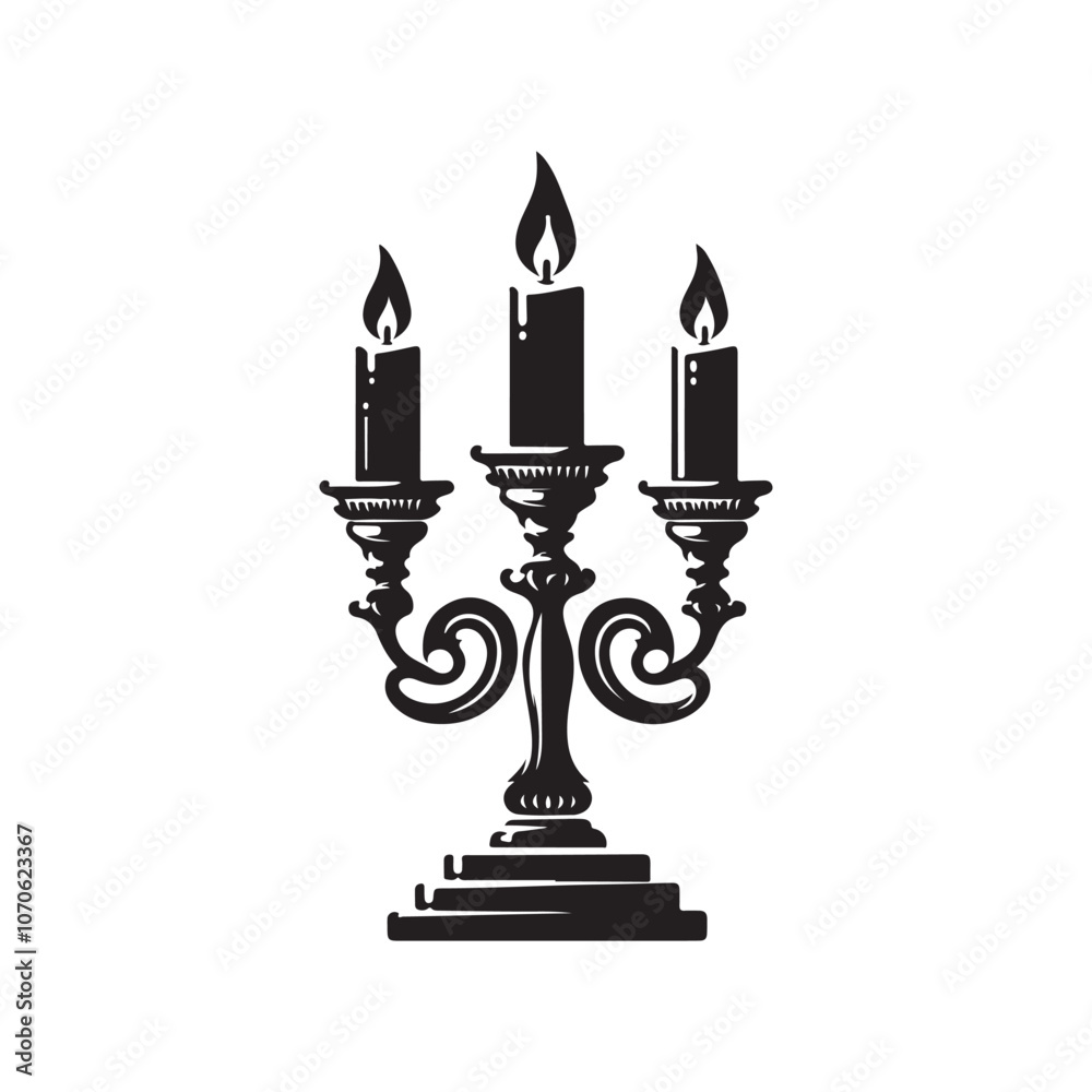 Silhouette Illustration of a Candlestick Holder | Isolated on White Background. Silhouette Illustration of a Candlestick Holder | Isolated on White Background.