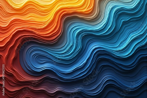 Abstract Artistic Layered Waves with Colorful Gradient and Textured Details for Modern Design Inspiration