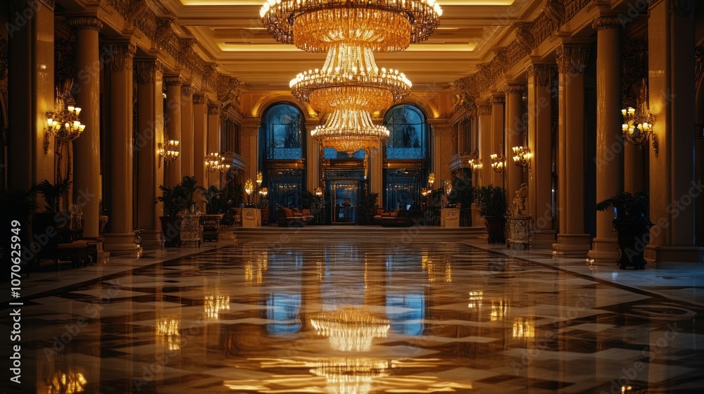 Fototapeta premium Grand Hallway with Chandeliers