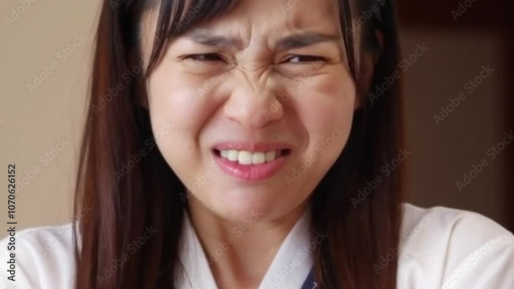 beautiful woman expression is very cute and funny beautiful woman expression is very cute and funny