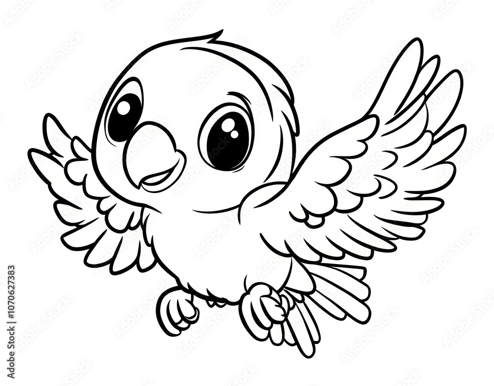 Obraz premium Drawing of a parrot on black borders for coloring. Transparent background