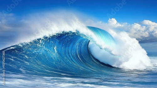 Clean ocean wave with simple lines, minimal color gradient