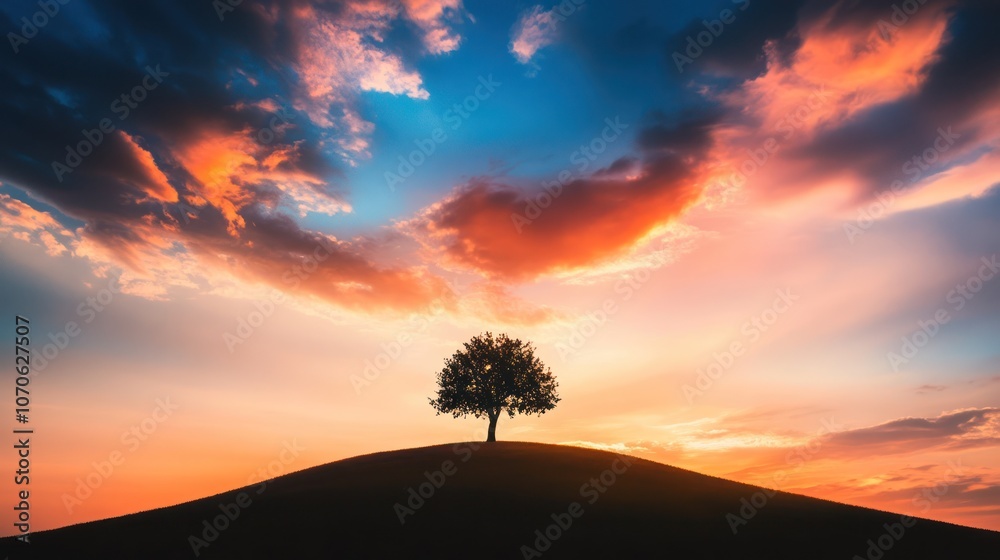 Silhouette of a Tree Against a Dramatic Sunset Silhouette of a Tree Against a Dramatic Sunset
