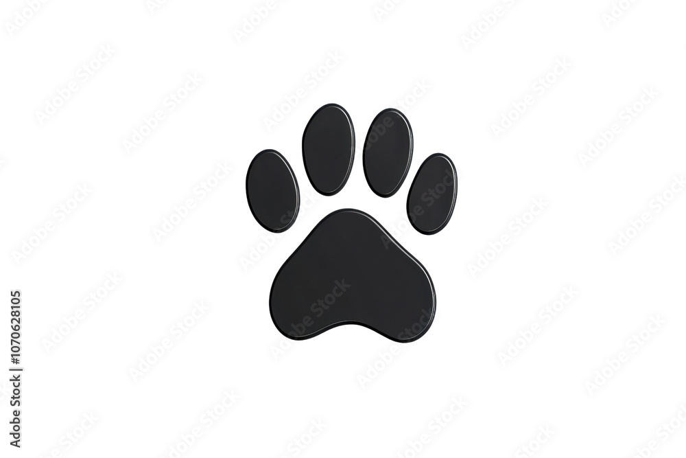 A distinct paw print shape with defined pads and a smooth surface. A distinct paw print shape with defined pads and a smooth surface.