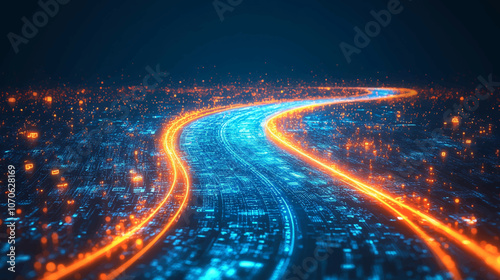 A digital transformation road map with key milestones and objectives, highlighting the process of integrating technology into traditional business models, Digital transformation strategy concept.