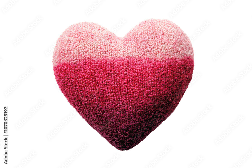 Fototapeta premium A plush, multicolored heart shape with a gradient from light to dark pink.