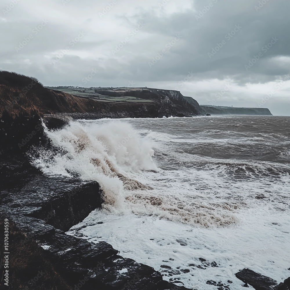 Fototapeta premium waves crashing on rocks