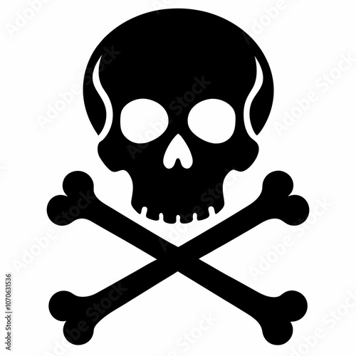 Skull crossbones silhouette icon. Clipart image isolated on white background