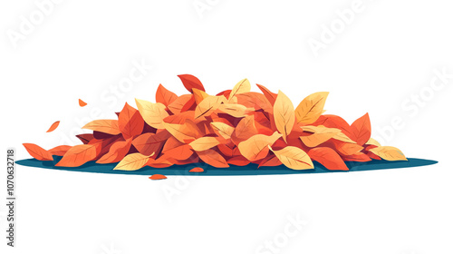A pile of autumn leaves ready to be jumped in. Vector flat minimalistic isolated graphic vector illustration background.