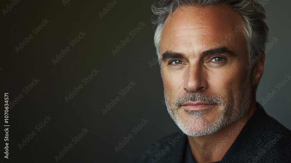 Obraz premium A handsome middle-aged man for a skincare product