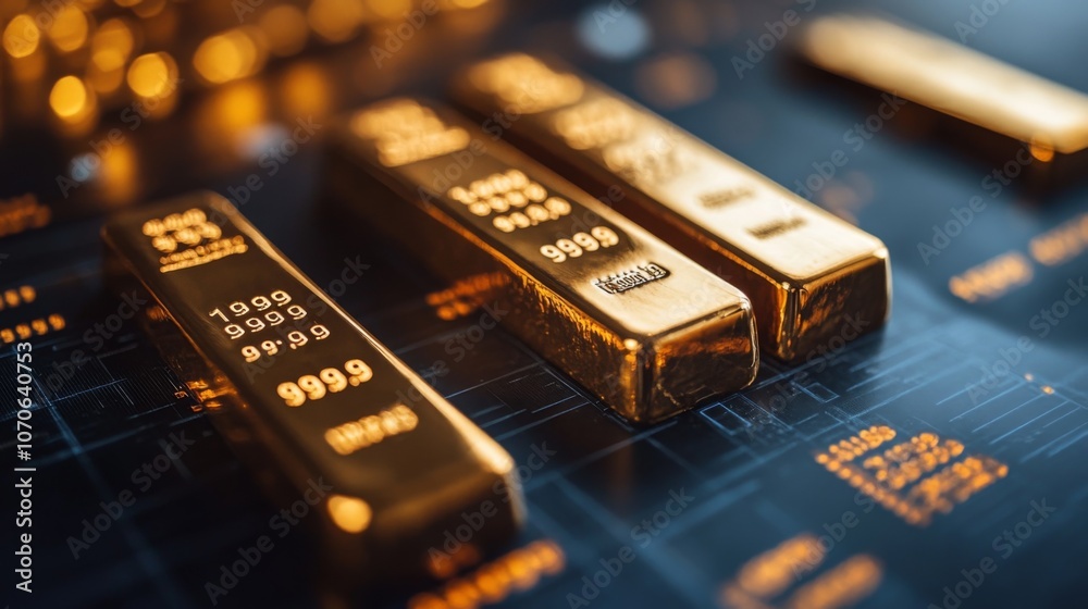 Gold Bars on Financial Chart