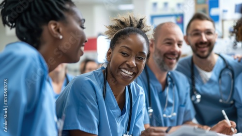 Collaboration in healthcare: a team brainstorming future medical strategies and innovations, showcasing planning and research efforts with enthusiasm and teamwork