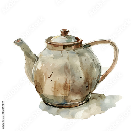 A watercolor vector of a cup of tea, isolated on a white background.