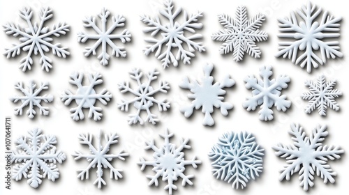 White Snowflake Collection Winter Holiday Decoration Elements