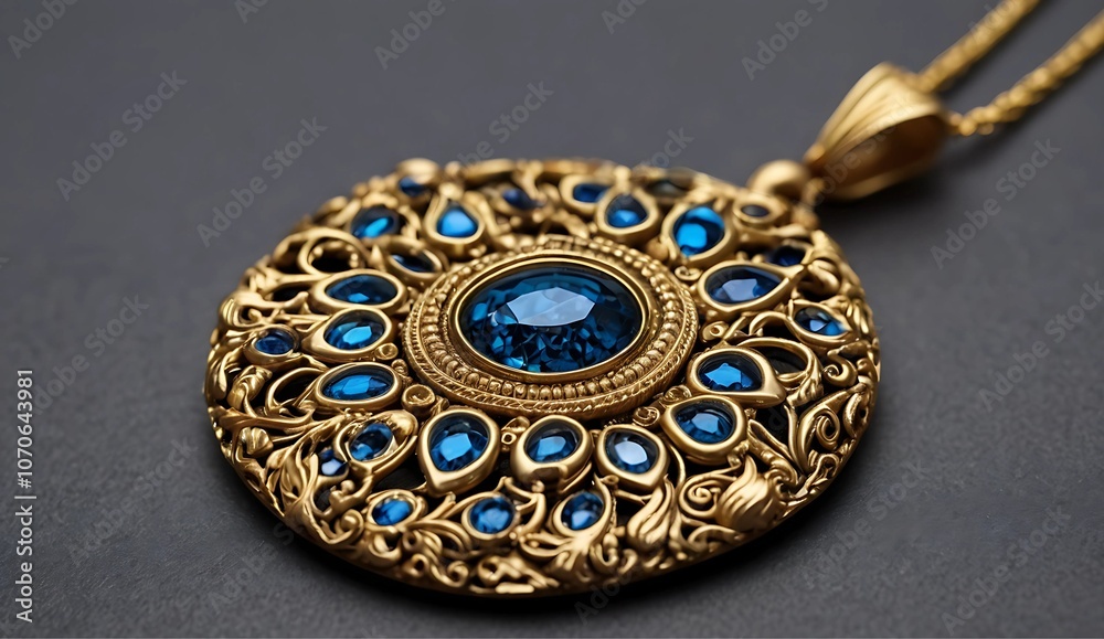 Magical Gold Filigree Pendant with Blue Gemstones: Enchanted Story of Hidden Powers Magical Gold Filigree Pendant with Blue Gemstones: Enchanted Story of Hidden Powers