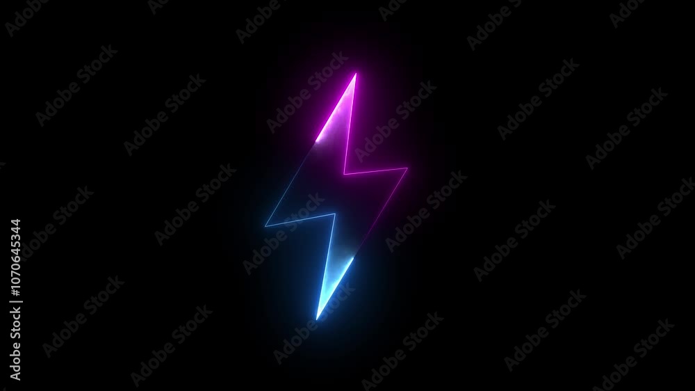 Glowing Neon battery charge icon loop animation on a black background. Glowing blue neon flickering lightning bolt. Abstract neon battery charging icon illustration 4k Glowing Neon battery charge icon loop animation on a black background. Glowing blue neon flickering lightning bolt. Abstract neon battery charging icon illustration 4k