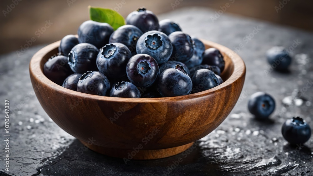 A wooden bowl filled with fresh blueberries, highlighting their vibrant color and texture. A wooden bowl filled with fresh blueberries, highlighting their vibrant color and texture.