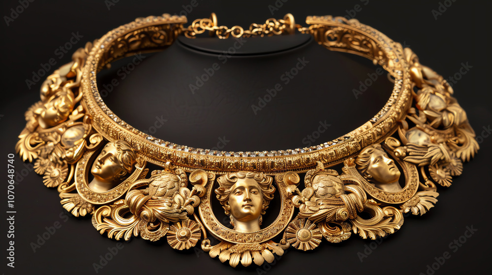Obraz premium Detailed view of an ornate gold necklace, representing fortune beyond measure