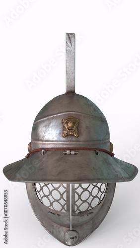 murmillo gladiator helmet with white background