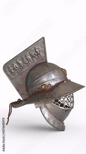 murmillo gladiator helmet with white background