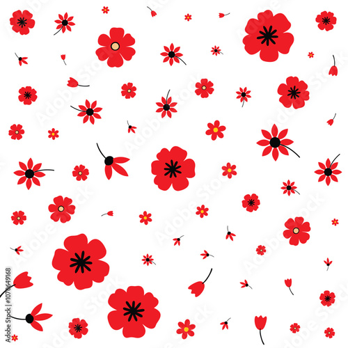 Minimalist Red Flowers Wrappping Paper