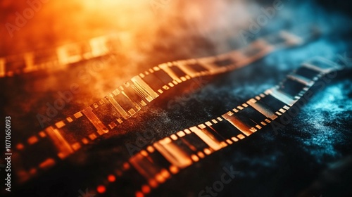 Wallpaper Mural Film strip background showcasing stars and space, enhanced by grain dust and light leak for an artistic touch. Torontodigital.ca