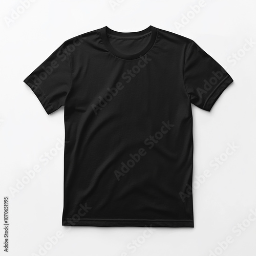 Black T-shirt mockup design on white background.