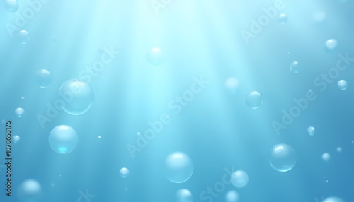 Soft blue background with air bubbles in water, creating an underwater world effect, perfect for calming visuals.