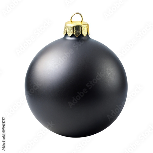 black matte Christmas ball isolated on transparent background