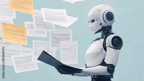Artificial Intelligence in Document Analysis, the role of artificial intelligence in document analysis with an image portraying machine learning algorithms extracting data from unstructured documents.