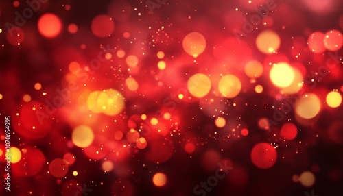 Festive Red Bokeh Christmas Lights on a Dark Background