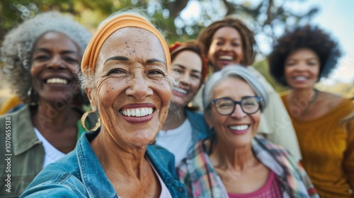 Older women enjoying each others company in a relaxed outdoor setting, sharing laughter and support, celebrating friendship and joy with humorous moments