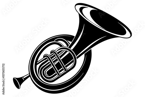 silhouette of a Wagner tuba on white background.