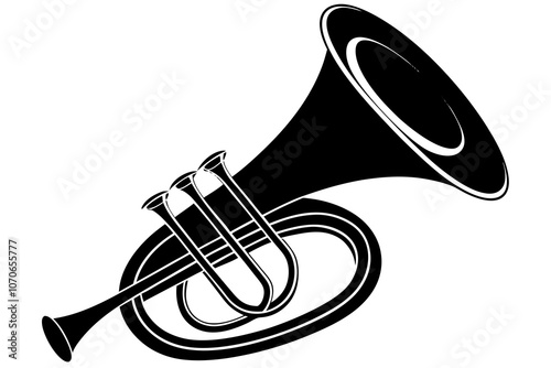 silhouette of a Wagner tuba on white background.